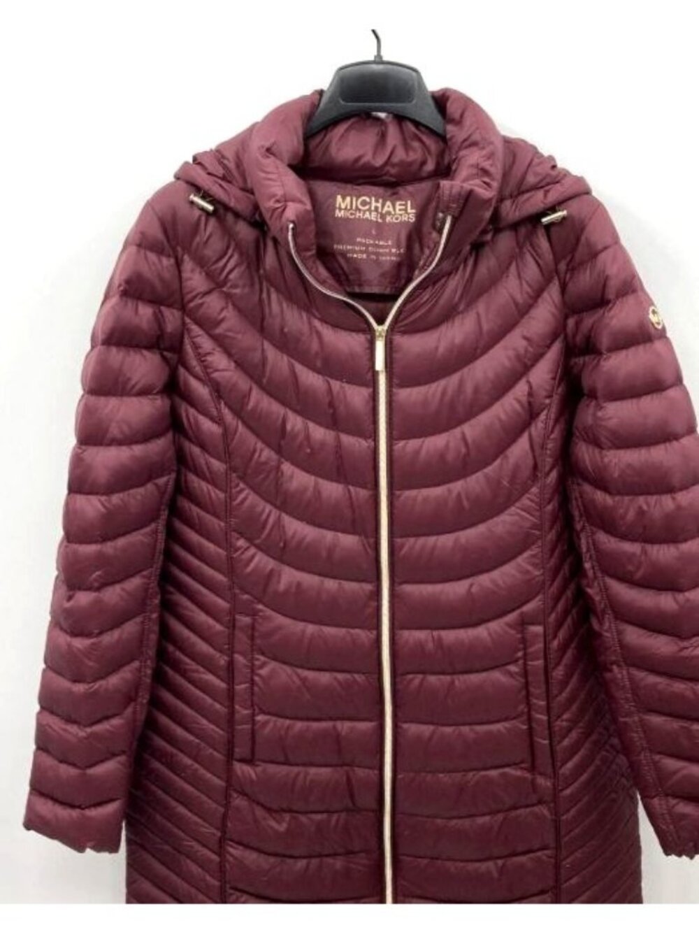 Michael Kors‎ Burgundy Premium Down Packable Hooded Puffer Jacket L